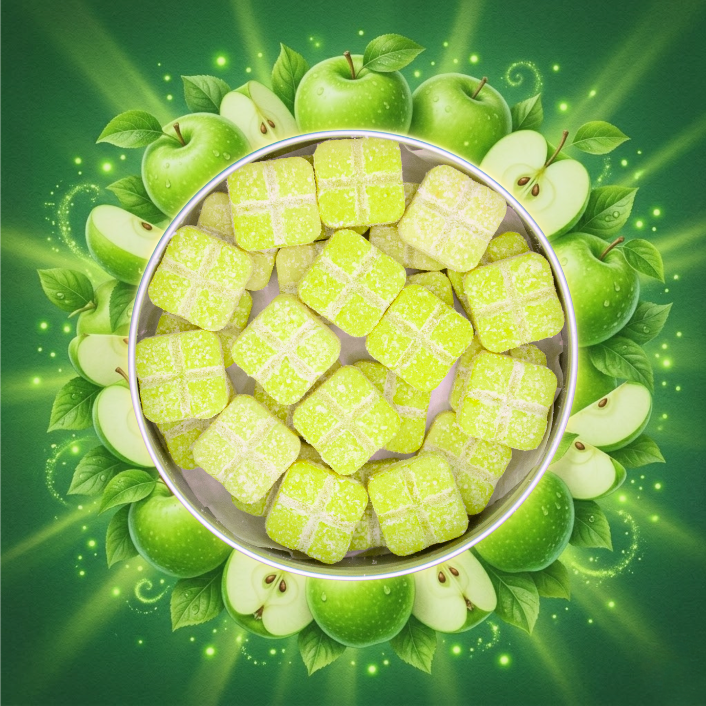 180mg Sour Green Apple Performance Melts (featuring 1.23mg B1, 1.76mg B6, 20mcg Methylcobalamin B12, Taurine, Niacin, L-Theanine & L-Acetyl-Carnitine)