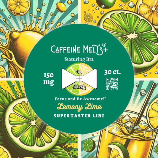 Lemony Lime Caffeine Melts® PLUS (150mg + 20mcg Methylcobalamin B12) SuperTaster
